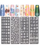 NICENEEDED Nail Art Stamping Plates Image Template Included 4 Pcs Nail Plates Nail Stamp Templates with Flower Christmas Snow Elk Patterns Image Plates for DIY Nail Design Style 2 - Buy Online on GoSupps.com