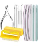 FANDAMEI 12pcs Nail Files Set with Cuticle Nipper, Buffer, Pusher, Remover Tool Manicure Kit Yellow - Buy Online on GoSupps.com