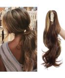 SEGO 45cm Ponytail Hair Extension | Voluminous Synthetic Braid Clip-In | Medium Brown & Light Brown Mix - 140g Hair Piece for Instant Glam - Buy Online on GoSupps.com