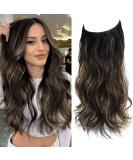 Secret Hair Extensions 20 Inch Synthetic Wavy Hair Pieces for Women Transparent Invisible Wire Hair Extensions (Natural Black to Caramel Blonde) 20 inch Natural Black to Caramel Blonde - Buy Online on GoSupps.com