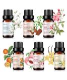 Essential Oil Set 6x10ML - 100% Pure Organic Aromatherapy Oils for Diffuser Massage & Spa - Rose Jasmine Sandalwood Vanilla Neroli Peach - Buy Online on GoSupps.com