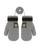 Cute Fox Knitting Toddler Winter Gloves | Full Finger | Thermal Plush Lining | 1-3 Yrs | Bear/Grey - Buy Online on GoSupps.com