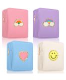 4-Piece Preppy Patch Makeup Bags - Nylon Toiletry Cosmetic Travel Pouch Set for Women & Girls in Pink, Blue, Purple & Beige - Buy Online on GoSupps.com