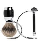 Buy Merkur Long Handled 3-Piece Shaving Set - Premium Black Shaving Kit for an Effortless Grooming Experience | International Shipping Available - Buy Online on GoSupps.com