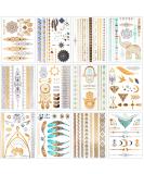 Metallic Temporary Tattoos 120+ for Women Teens Girls Tattoos Gold Silver Glitter Flash Waterproof Tattoo Stickers for Beach  Festivals  & Parties - Buy Online on GoSupps.com