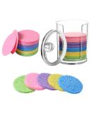 50-Count Compressed Natural Facial Sponges for Exfoliating and Makeup Removal - Reusable Cosmetic Sponge with Clear Plastic Storage Jar | Colorful 50pcs - Buy Online on GoSupps.com