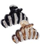 PAGOW 2Pcs Large Rhinestone Hair Clips  Crystal Jaw Clips Hairpin for Thick Hair  Fashion Hair Clamp Catch Barrette Accessories for Women black + brown - Buy Online on GoSupps.com