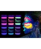 Shop UV Neon Face & Body Paint - Metallic Blacklight Reactive | 6 Bottles Non-Toxic Washable Cosmetic by Midnight Glo - Buy Online on GoSupps.com