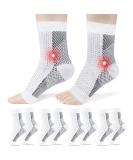 ACWOO Plantar Fasciitis Socks 4 Pairs Neuropathy Socks Ankle Compression Socks for Women Men Breathable Anti-Slip Ankle Support Brace Wide Calf Compression Socks for Pain Relief Flying Running L/XL White - Buy Online on GoSupps.com