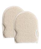 Buy 2-Piece Peeling Gloves & Shower Sponge Set | Hemp & Linen Body Scrub Tools - Double-Sided Massage for Exfoliation - Beige - Buy Online on GoSupps.com