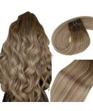 Vivien Extensions | Remy Real Hair Tressen - Blond Dark Brown Light Brown Ombre | 45cm 18'' #3/8/24 - Buy Online on GoSupps.com