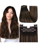 Youngsee Clip In Extensions - 55cm Real Hair Balayage Brown Ombre Remy 120g (7pcs) - Long Clip In Hair Extensions for Women - Buy Online on GoSupps.com