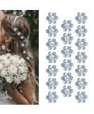 Yission 20Pcs Mini Rhinestone Flower Hair Clips - Blue Hair Pins for Women and Girls | Wedding & Bridal Hair Accessories - Buy Online on GoSupps.com