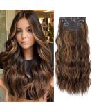4PCS Brown Hair Extensions Clip in Curly Synthetic Clip in Hair Extension 20 Inches Long Hair Clip in Extensions for Women Wavy Hair Pieces for Full Head (Chestnut Brown mix Dark Yellow 4pcs) - Buy Online on GoSupps.com