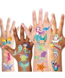 Konsait Glitter Temporary Tattoos for Kids - Mermaid, Unicorn, Butterfly Designs (80pcs) | Perfect for Girls Birthday Party Favors and Goodie Bags - Buy Online on GoSupps.com