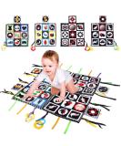 Joyfia Baby Floor Mirror & High Contrast Play Mat Set | Black & White Cloth Book with Bite Ring - Perfect Educational Gift for Newborns & Toddlers (0+ Months) - 4-Pack - Buy Online on GoSupps.com