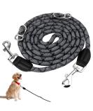 Adjustable Double Dog Leash with 2 Carabiners | 2.6m Reflective Multifunctional Leash for Large & Medium Dogs - Buy Online on GoSupps.com