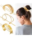 3-Piece Hair Bun Clip Set with Feather, X-Shaped, and Round Top Hair Cuff Buns (Gold) - Buy Online on GoSupps.com