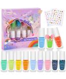 Shop the Best Children's Nail Polish Set 12 Water-Based Colors Quick-Dry Non-Toxic Peel-Off Polish & Unicorn Stickers Perfect Gift for Girls! - Buy Online on GoSupps.com