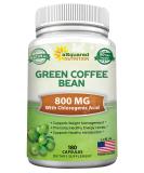 Green Coffee Bean Extract 180 Capsules - Max Strength GCA Antioxidant Cleanse for Weight Loss - 800mg/pill with Chlorogenic Acid - 1600mg Daily Supplement - Healthy Fat Burner - Buy Online on GoSupps.com