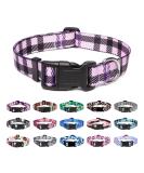 Adjustable Mercano Dog Collar - Soft Nylon Comfort for Small & Medium Puppies - Stylish Checkered Purple (M) - Buy Online on GoSupps.com