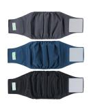 wegreeco Washable Dog Diapers - Washable Male Dog Belly Wrap - Pack of 3 Small (11" to 14") Black, Charcoal, Navy - Buy Online on GoSupps.com