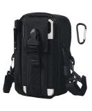 Flintronic tactical hip pockets military compact belt pocket Multifunctional fodder pocket bag bag for camping hiking cycling and traveling with carabiners nylon #6 black with shoulder strap - Buy Online on GoSupps.com