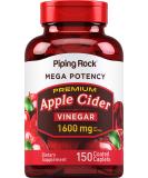 Piping Rock Apple Cider Vinegar Capsules | 1600mg High Potency ACV Supplement | 150 Vegetarian Non-GMO Pills | Gluten-Free Extra Strength - Buy Online on GoSupps.com