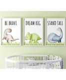 Dinosaur Set of 3 Unframed Poster Prints with Quotes for Baby Boy or Girl Nursery Dinosaur Bedroom Decor Dinosaur Wall Art Dream Big Stand Tall Be Brave (A3) Dream Big A3 - Buy Online on GoSupps.com