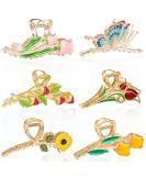 6 Pcs Large Metal Flower, Tulip, Strawberry & Butterfly Hair Claw Clips - Strong Hold Clamps for Long, Thick, Thin, Curly Hair - Fashion Accessories for Women and Girls - Buy Online on GoSupps.com