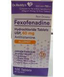 Dr. Reddy's Fexofenadine Hydrochloride 60mg Tablets - 100 Count Allergy Relief - Buy Online on GoSupps.com
