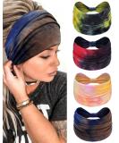 Buy Propog Wide Hair Band Set for Women - 4pcs Tie Dye Boho Yoga Headbands - Thin Sport Hair Accessories - Buy Online on GoSupps.com