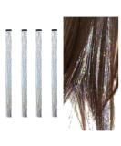 Glitzer Hair Strands - Silver Lametta Clip Extensions | 48cm Tinsel Hair Glitter Strands - Buy Online on GoSupps.com