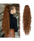 FESHFEN Long Curly Wavy Drawstring Ponytail Extension - Light Auburn 26 inch - Buy Online on GoSupps.com