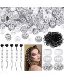 1355pc Diamond Beads for Hair Braids | 100 Large Hole Rhinestone Beads | 800 Clear Pony Beads | 450 Black Elastic Bands | Quick Beader Set for Women/Girls - Buy Online on GoSupps.com