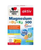 Double Heart Magnesium 500 + D3 + K2 - High-Dose Vegetarian Tablets for Muscle & Nervous System Support - 60 Pieces - Buy Online on GoSupps.com