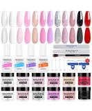 Nail Powder Starter Set | 12 Color Dipping Powder Kit for Home & Salon - Base Top Coat Activator & Brush Included - Buy Online on GoSupps.com