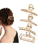Parcce 4 Pack Large Metal Hair Clips - 4.3 Inch Nonslip Gold Clamps for Curly Hair - Fashion Hair Accessories for Women and Girls - Buy Online on GoSupps.com