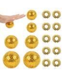 6 Magnetic Hedgehog Massage Balls & 10 Acupressure Rings - Gold Stress Relief Yoga Massage Set - Buy Online on GoSupps.com
