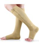 Ailaka Open Toe Compression Socks 15-20 mmHg for Women Men - 1 Pair, 3X-Large Beige - Knee High Support for Varicose Veins, Edema, Swollen Feet - Medical Grade Graduated Hosiery for Pregnancy Recovery - Buy Online on GoSupps.com