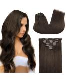 Doores Clip-in Real Hair Extensions - Light Dark Brown 60cm (24 inch) 120g Remy Human Hair - 7 Pieces for Thick Hair #2A - Buy Online on GoSupps.com