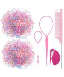 2000 Mini Hair Ties for Girls - Colorful Elastic Hair Bands with Cutter & Pink Tail Comb - Perfect for Easy Styling! - Buy Online on GoSupps.com