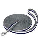 Shop 8m Soft Nylon Lunging Line for Equestrian Horses | Durable Tug Line with Hand Loop & Carabiners - Navy/White/Gray - Buy Online on GoSupps.com