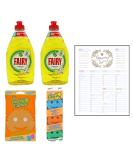 Dish Washing Set which Contains Fairy Lemon Washing Up Liquid 320ml (2) Scrub Daddy Colors 3 per pack and Scrub Daddy Daddy Caddy Bundled with Grocery List Card - Buy Online on GoSupps.com