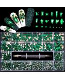 Yzzseven 12 Types of 600 Diamonds 2500 Flat Rhinestones Mix 20 Styles Flatback Rhinestone Crystals 3D Decorations Flat Back Stones Gems Set for for Nail Art DIY(Hole green) - Buy Online on GoSupps.com