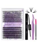 DIY Lash Extensions Set | Easy Cluster Lashes & Home Bonding Kit (20D & 30D D Curl 12-16mm) - Buy Online on GoSupps.com