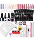 Phoenixy Poly Nail Gel Set - Complete 48W UV Lamp 8 Colors DIY Red Elegant Starter Kit with Base & Top Coat - Buy Online on GoSupps.com