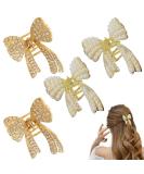 4 Pcs Bow Diamond Pearl Hair Clips for Women Girls - Non Slip Strong Hold Hair Jaw Clips - Ideal Headwear Gift - Buy Online on GoSupps.com