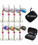 Goture Trout Bait Fishing Blinker Set - 16 Spinner Baits with Portable Bag for Perch Pike Crappie & Trout Fishing - Buy Online on GoSupps.com