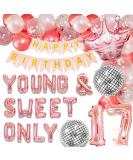 LaVenty Young and Sweet Only 17 Birthday Decoration Young and Sweet Only 17 Banner Dancing Queen 17 Decoration Disco Balloons Rose Gold Birthday Banner Crown Queen Balloons Pink - Buy Online on GoSupps.com